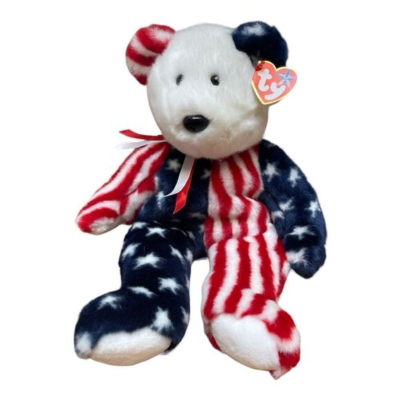 TY Beanie Buddy (1999) SPANGLE PLUSH the American Bear USA LARGE 14inch TOY SOFT - Picture 1 of 7